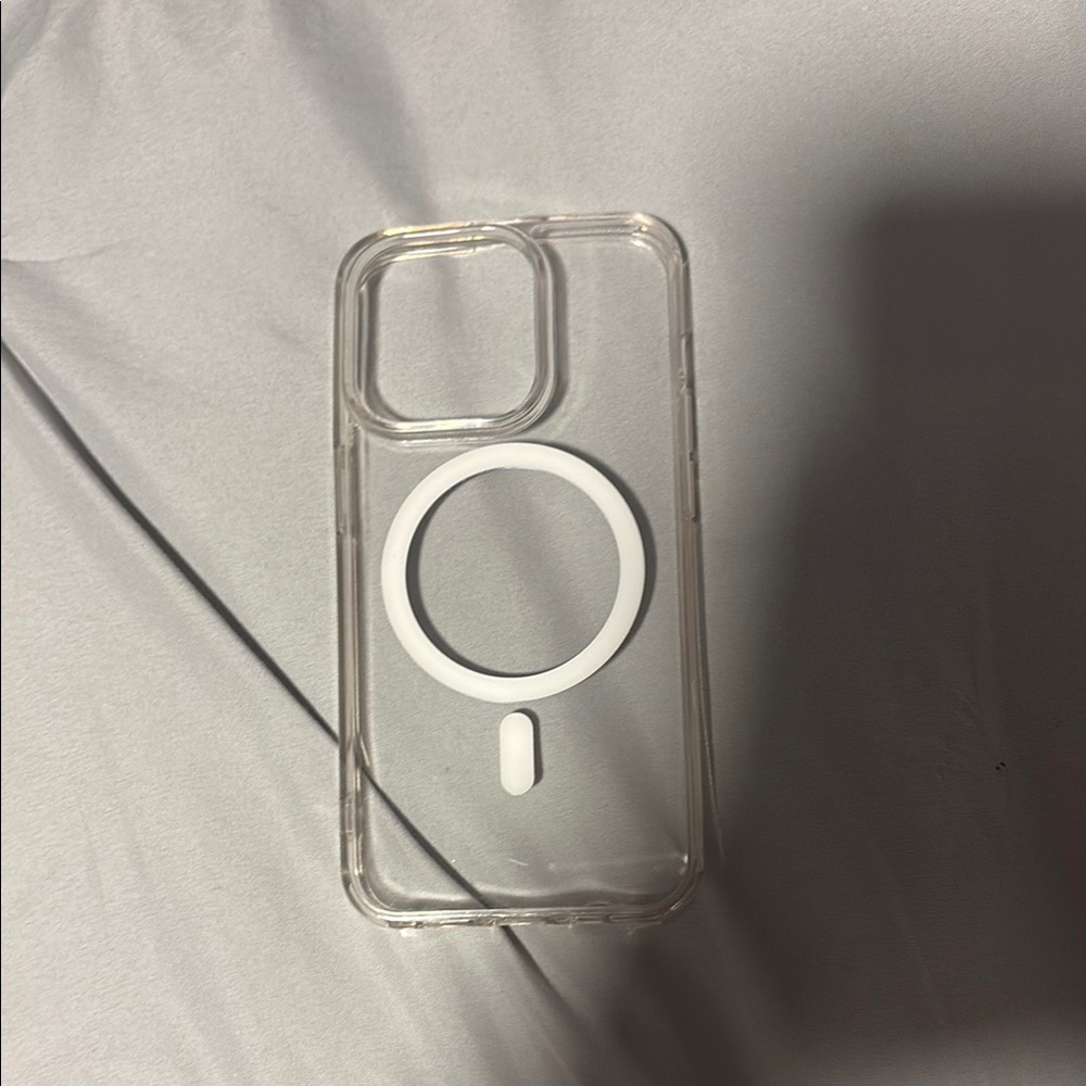 Clear Phone Case with White MagSafe Ring